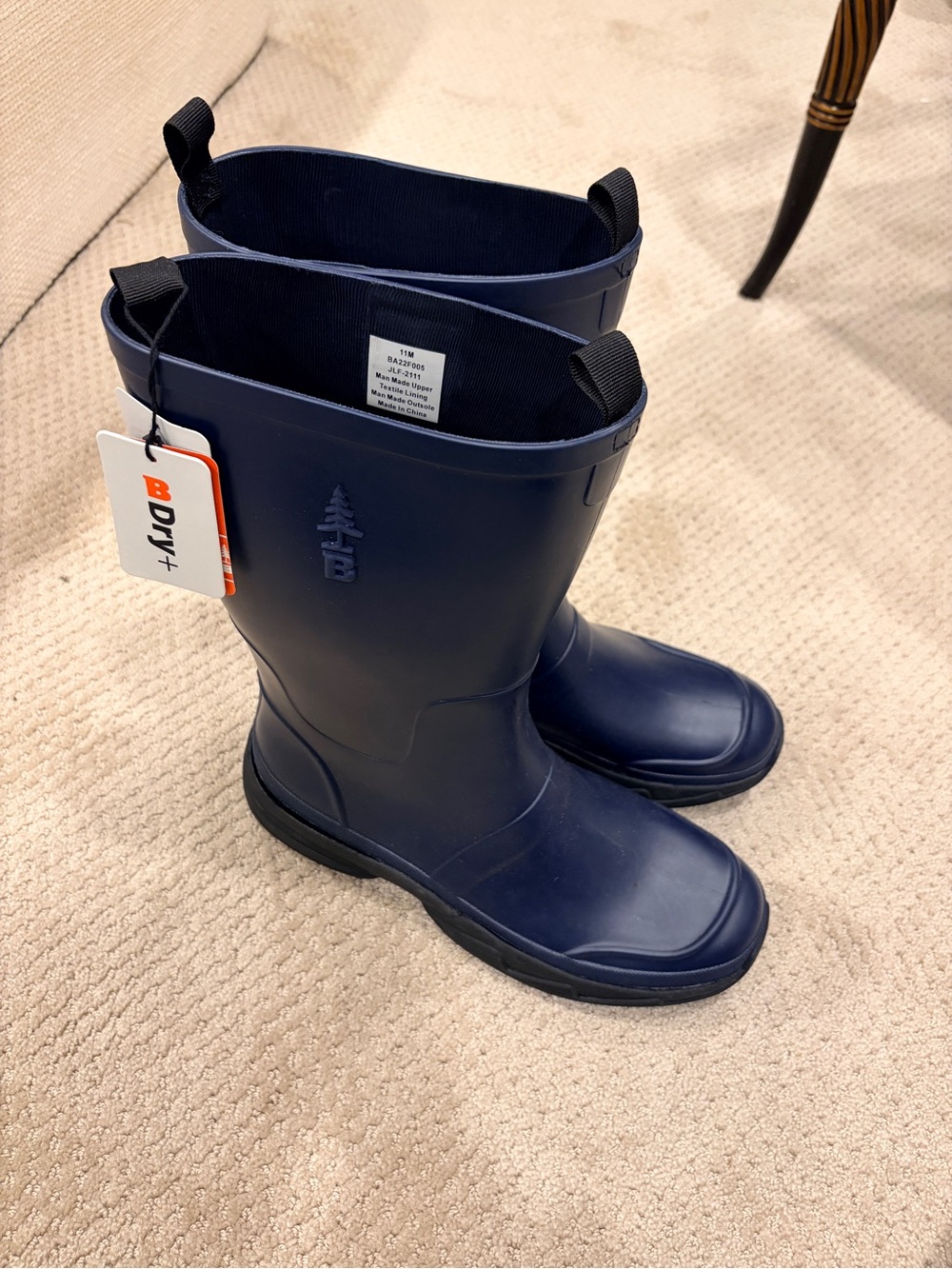 Bass and Co Men's Navy Waterproof Mid-Calf Rain & Snow Boots, size 11